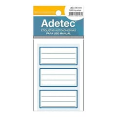 ADETEC - 120 Etiquetas Para Cuadernos Escolar Linea Azul 35x70 mm