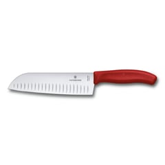 VICTORINOX - Cuchillo Santoku Swiss Classic color Rojo Blister