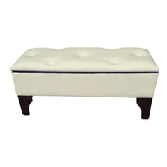 GENERICO - Banqueta Baúl Botone Beige Eco Cuero Muebles Rimar