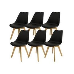 EAMES - Pack 6 Sillas Acolchada Negras