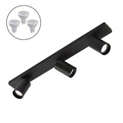 MEGABRIGHT - Foco Spotlight Negro 3x Con Ampolleta 5,5 W GU-10 Neutro M