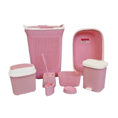 MOGA - Set organizador de baño 8 en 1 pvc cesta isopo papelera