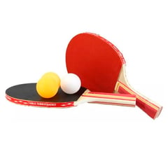 GENERICO - Set Juego Dos Paletas Raquetas Ping Pong + 3 Pelotas Clase B