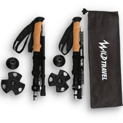 WILD TRAVEL - Pack Bastones Plegables de trekking Negro