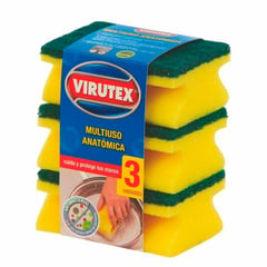 VIRUTEX - Esponja Acanalada x3 unidades