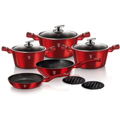 BERLINGER HAUS - SET DE BATERIA 10 PIEZAS LINEA GOURMET PREMIUM COLOR ROJO