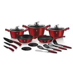 BERLINGER HAUS - SET DE BATERIA 17 PIEZAS LINEA GOURMET PREMIUM COLOR ROJO