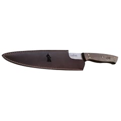 KANGKAWE - CUCHILLO 8" PARRILLERO CON FUNDA DE CUERO CAFÉ