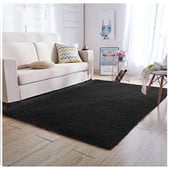 GENERICO - Alfombra peluda tipo Shaggy 240cm x 200cm Negro