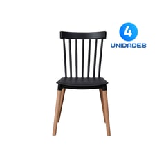 TODODESCUENTO - Pack 4 Sillas Windsor Comedor, Terraza, Restaurant NEGRO