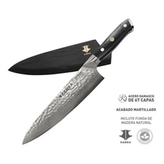 KANKA - Cuchillo Acero Damasco Martillado 8 Pulgadas Damascus