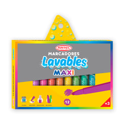 ARTEL - Lápices scripto Jumbo 12 colores Lavables Maxi