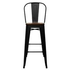 TODODESCUENTO - Set de 4 Pisos Tolix con asiento de Madera - Negro Matte