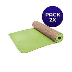 SDFIT - Pack de 2u Mat de yoga tpe + Corcho 6.0 mm – Diseño 319 Verde