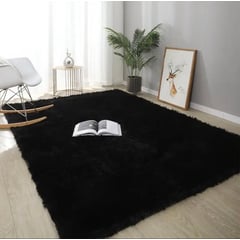 GENERICO - Alfombra Peludas Tipo Shaggy 240Cm X 200Cm Negro