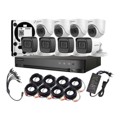 HIKVISION - Kit 8 Cámaras 1080p Lite 4 Bala 4 Domo