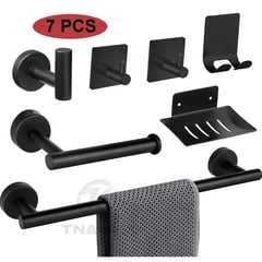 TNAKIEX - Juego Accesorios Para Baño Negro Mate Inoxidable 304 7piezas