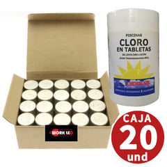 GENERICO - Cloro Tabletas lenta disolucion Para Piscinas 1 Kgs X Caja 20 Und