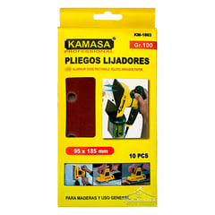 KAMASA - Set De 10 Lijas Rectangular O Pliegos Lijadores 95x185mm Grano 100