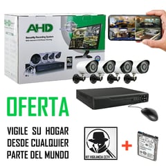 JORDAN - Kit de 4 Cámaras de Vigilancia + Disco Duro de 1.000GB