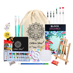 CELEBRA IDEAS - Set de Arte Pinturas Acuarela con caballete Kit Arte 29 pcs