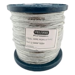 GENERICO - Piola Cable De Acero 2.5 Mm Rollo 100 Metros Galvanizado