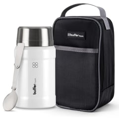 BUFFER FLASK - Termo Comida Y Liquido Buffer Multiproposito 800ml + Bolso - Crema