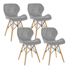 NOVAHUS - PACK 4 SILLA EAMES ACOLCHADA TELA DE LINO - GRIS