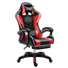 CRUSEC - Silla Gamer Con Luz Led y Masajeador Color Rojo