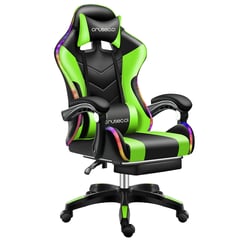 CRUSEC - Silla Gamer Con Luz Led y Masajeador Color Verde