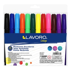 LAVORO - Plumon Escolar Jumbo 12 colores