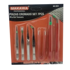 MAKAWA - Set Kit Juego De Pinzas Cromado 7 Piezas