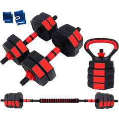 GENERICO - Set Mancuernas Kettlebell Ajustables 15 Kilos 3 En 1 + Barra