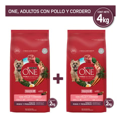 PURINA ONE - Pack Alimento seco para perro PURINA® ONE® Adulto Mini y Pequeño Pollo y Cordero 4kg