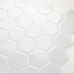 BRIKETO - Mosaiko Autoadhesivo Hexágono Blanco 1,2 mm
