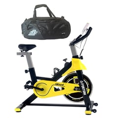 BASKO FITNESS - Bicicleta Spinning Black/Yellow + Bolso Deportivo