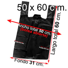 GENERICO - Bolsas Plásticas Tipo Camiseta - 50x60 - 100 Unidades