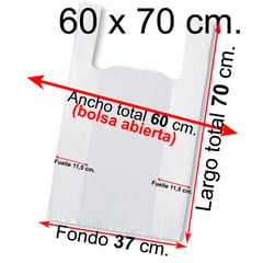 GENERICO - Bolsas Camiseta Para Basura Plásticas - 60x70 - 100 Unidades