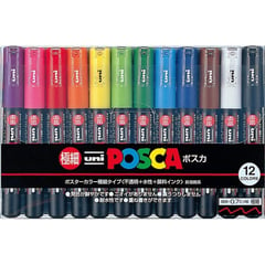 UNI POSCA - Set Marcadores Posca 1M 12 Colores Japonés - PC 1M12C