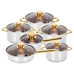 CHEFCHOICE - Batería de Cocina 12pcs Acero Inoxidable Doble fondo