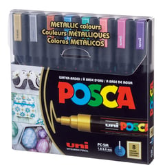 UNI POSCA - Posca Pc-5M (1.8 - 2.5mm) Set De 8 Colores Metalicos