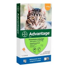 ELANCO - Pipeta Antipulgas Advantage Para Gatos De Hasta 4 Kilos