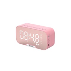 IMPORTCLICK - Radio Reloj Despertador Digital Parlante Bluetooth Espejo Rosa