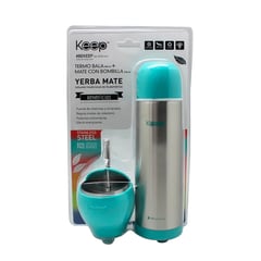 KEEP - Set Para Mate Incluye Termo y Matero Celeste - Amarillo -