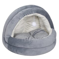 GENERICO - Cama De Gato Tipo Iglú - Modelo S 35 Cm - Luri Pets Gris