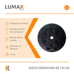 LUMAX - Disco Cementado Para Barra Mancuernas O Banco 1.25kg