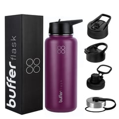 BUFFER FLASK - Termo Agua Acero Inox + 4 Tapas - Violeta