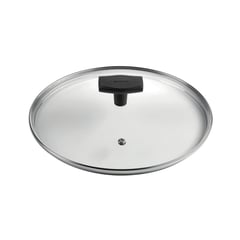 GHIDINI - Tapa Vidrio Templado Borde Acero Inox c/Agujero de Vapor 16cm