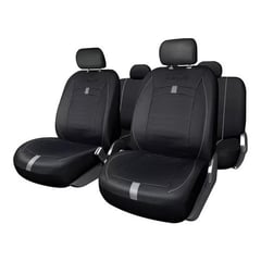 B EQUIP - Fundas Cubreasiento Ecocuero Negro Universales B-equip