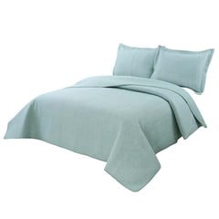 VEKKAHOME - QUILT 2 PLAZAS AQUA PLATA